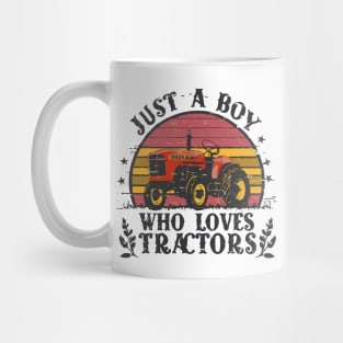 Just A Boy Who Loves Tractors, Typography, Kids Farmer Lifestyle Mug